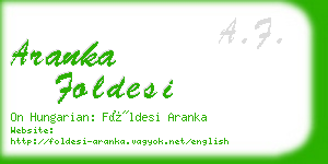 aranka foldesi business card